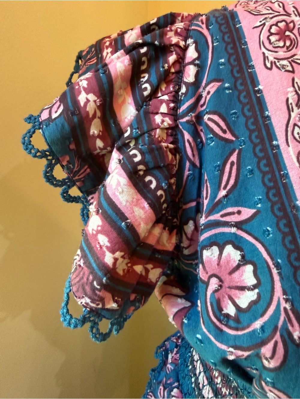 Farm Rio Bohemian Floral Maxi Dress in Teal and Pink - Picture 4 of 9